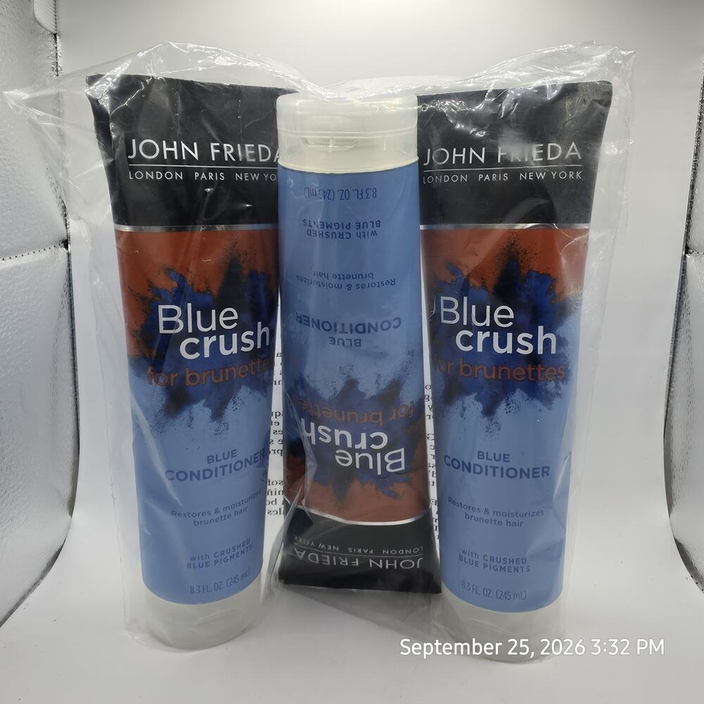 3 John Frieda Blue Crush for Brunettes Blue Conditioner with Blue Pigments 8.3oz